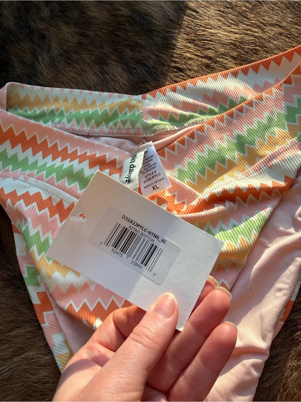 Dippin' Daisy's Pastel Chevron Bikini Bottoms - Peach, Green, Yellow, White